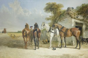 Postkoets post, J F Herring door John Frederick Senior Herring