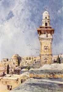 Een minaret in de noordwestelijke hoek van het Tempelgebied