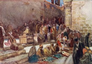 Ingang van de voorhof van de Heilig Grafkerk, Jeruzalem door John Fulleylove