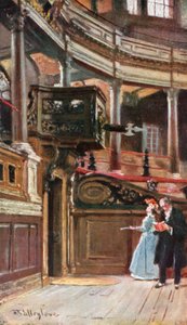 Interieur van het Sheldonian Theater (kleurenlitho) door John Fulleylove