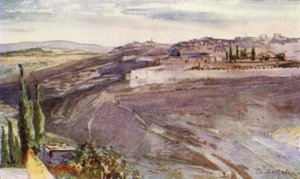 Jeruzalem, vanaf de traditionele plek op de Olijfberg waar Christus over de stad weende door John Fulleylove