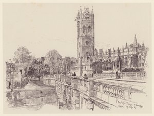 Magdalen College vanaf de Brug door John Fulleylove