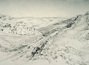 Siloam vanuit de zuidoostelijke hoek van de muur van het tempelgebied, 1902