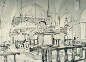 Spaanse synagoge in Jeruzalem - Interieur, 1902 door John Fulleylove