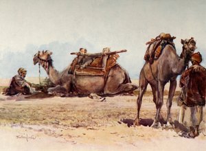 Studie van kamelen en begeleiders, 1902 door John Fulleylove