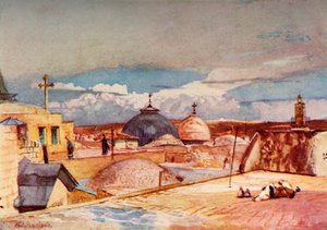 De koepels van het Heilig Graf vanuit een huis op de berg Zion, 1902