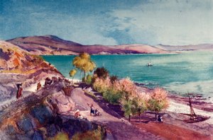 Het Meer van Galilea, kijkend naar het noorden vanaf Tiberias, 1902 door John Fulleylove
