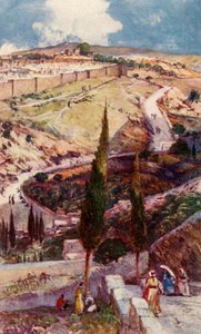 Het noordoostelijke einde van Jeruzalem en Mizpah vanaf de Olijfberg, 1902 door John Fulleylove