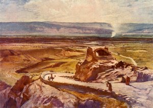 De vlakte van Jericho kijkend naar de bergen van Moab