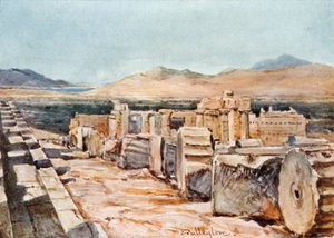 De Propylaea vanaf de noordelijke rand van het platform van het Parthenon door John Fulleylove