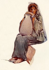 Waterdrager zittend figuur, Jeruzalem, 1902