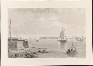 Baai en Haven van New York vanaf Bedlon