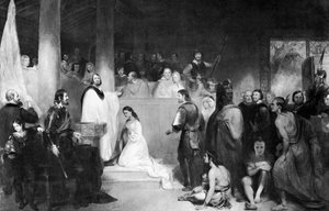 De doop van Pocahontas in Jamestown, Virginia, 1613, 1840