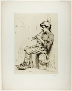 Jongen die een fluit speelt door John George Brown