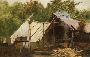 Kamp in het hoofd bos door John George Brown