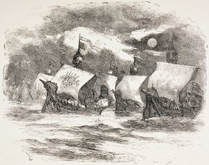 De vloot van koning Hendrik vaart naar Frankrijk, 1890 door John Gilbert