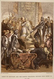 Simon de Montfort en de baronnen eisen hervormingen van Hendrik III, 1258, gegraveerd door Thomas Bolton