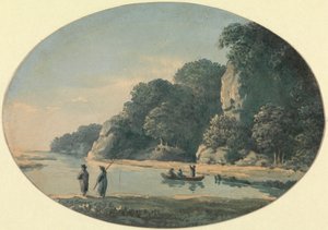 Rivier met vissers