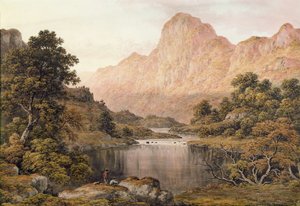 Reizigers naast een meer in het Lake District door John Glover