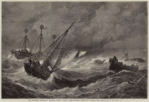 De Ramsgate reddingsboot, ochtend na een zware storm, weer matigt