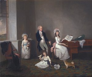 John Richard Comyns van Hylands, Essex, met zijn dochters