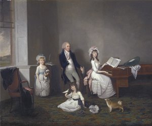 John Richard Comyns van Hylands Essex, met zijn dochters, 1775