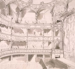 Interieur van St. James Theatre, Londen (schets) door John Gregory Crace door John Gregory Crace