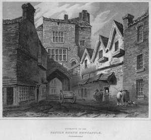Ingang van het kasteel Garth Newcastle, Northumberland, 1814