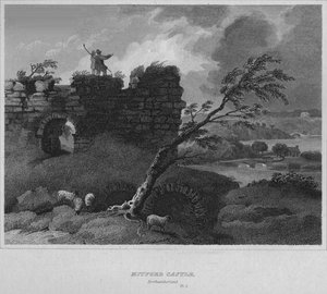 Mitford Castle, Northumberland, 1814 door John Greig