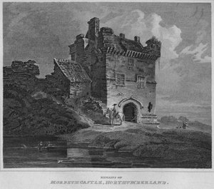 Overblijfselen van Morpeth Castle, Northumberland, 1814 door John Greig