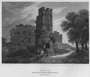 Overblijfselen van het Noordhuis, Mitford, Northumberland, 1814