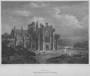 Zuidfront - Melrose Abbey Church, 1814
