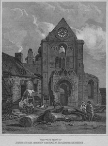 De Westelijke Voorzijde van Jedburgh Abbey Church Roxburghshire, 1814 door John Greig