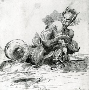 Illustratie van een Zeemonster, 18e Eeuw