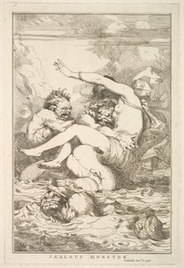 Jaloers monster uit Vijftien etsen opgedragen aan Sir Joshua Reynolds, 8 december 1778 door John Hamilton Mortimer