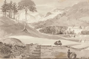 Brathay veld, Lake District, Cumbria, 1819 door John Harden