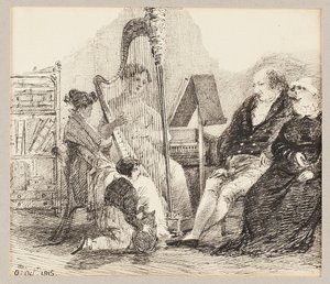 Muziek spelen op de harp, 1815 door John Harden