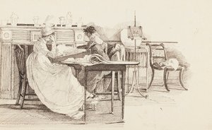 Lezen bij de open haard, 1805