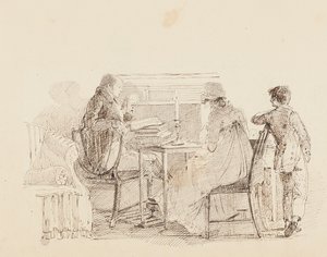 Drie bij de open haard, 1805 door John Harden