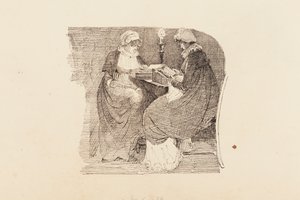 Twee vrouwen lezen bij lamplicht, 1804 door John Harden