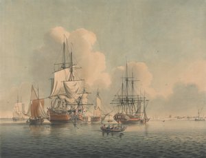 Oorlogsschepen voor anker bij Sheerness door John Harris
