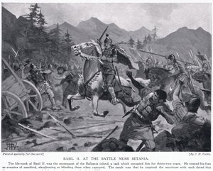 Basil II, bij de slag nabij Setania 1017AD door John Harris Valda