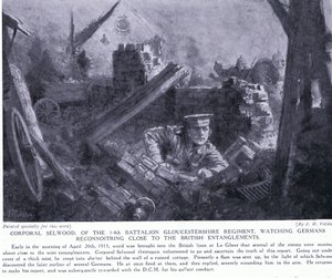 Korporaal Selwood won een DCM voor het observeren van Duitsers die dicht bij Britse versperringen verkennen in Le Gheer april 1915