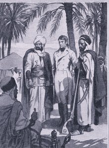 In 1853 begon David Livingstone met een kleine groep inboorlingen aan een reis van 1000 mijl door moerassen en bossen, Newnes Pictorial Knowledge uitgegeven door Newnes, c.1950