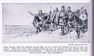 Koning Canute verbiedt de zee binnen te komen