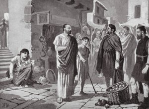 Romeinse kolonisten die handelen met de inheemse Daciërs door John Harris Valda