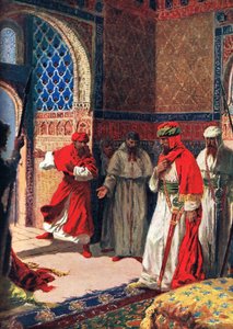 De laatste raad van Boabdil in het Alhambra, 1492, illustratie uit 