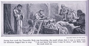 De laatste dagen van de eerbiedwaardige Bede die het evangelie van Johannes in het Engels vertaalt, 735 AD, ca.1950