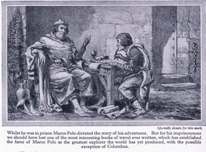 Terwijl hij in de gevangenis zat, dicteerde Marco Polo het verhaal van zijn avonturen, ca. 1950
