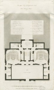 Stafford - Plan van Hoofdverdieping van Shire Hall: gravure door John Harvey